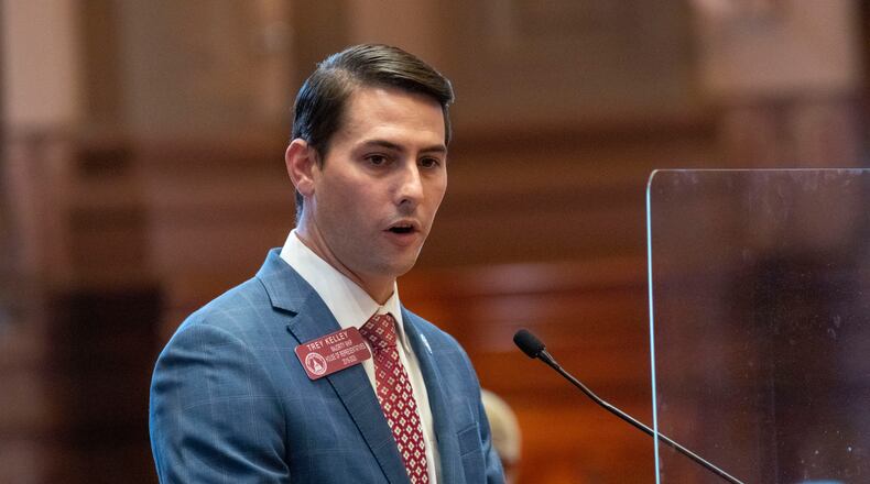 06/24/2020 - Atlanta, Georgia - Georgia Rep. Trey Kelley (R-Cedartown) speaks on SB 461 on day 38 of the legislative session at the Georgia State Capitol Building in Atlanta, Wednesday, June 24, 2020. (ALYSSA POINTER / ALYSSA.POINTER@AJC.COM)