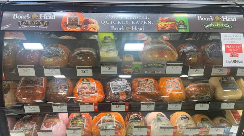 A Publix deli counter in Miami displays a variety of meats on July 26, 2024. Publix sells Boar's Head meats, but a company spokesperson said products listed in the recent recall notice had been pulled from store shelves. (David Neal/Miami Herald/TNS)
