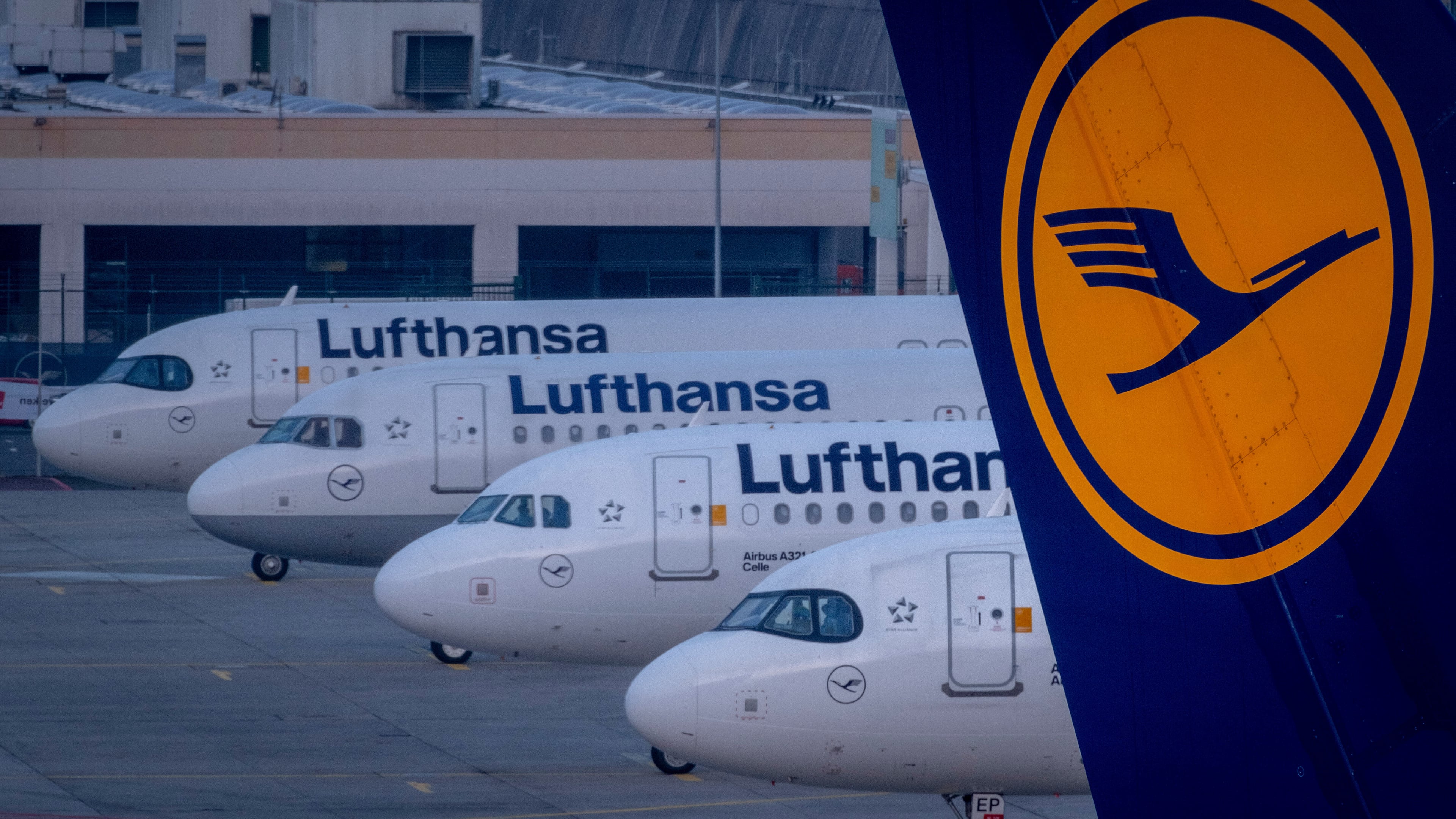 FILE - Lufthansa aircrafts are parked at the airport in Frankfurt, Germany, Thursday, March 7, 2024. (AP Photo/Michael Probst, File)