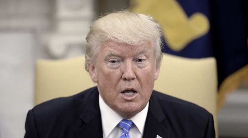 U.S. President Donald Trump speaks during a meeting with President Petro Poroshenko of Ukraine in the Oval Office of the White House Tuesday, June 20, 2017 in Washington, D.C. (Olivier Douliery/ Abaca Press/TNS)