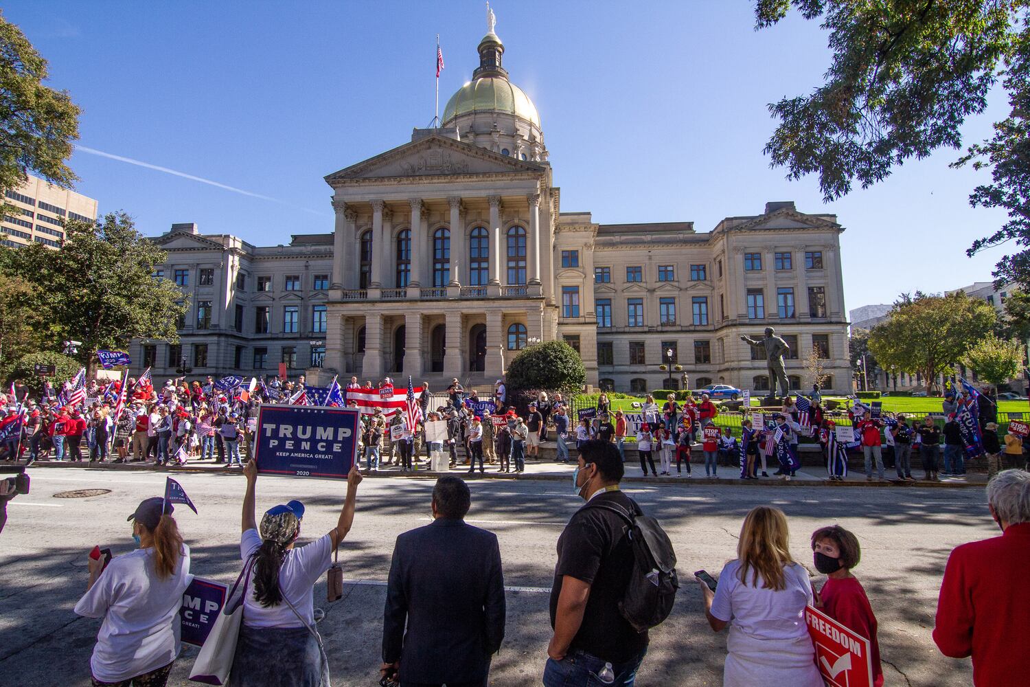 Demonstrate against the election being stolen from President Trump