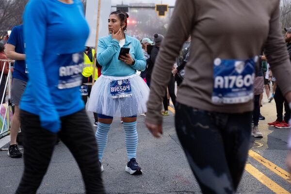 Elizabeth Castro was among the 9,000 runners participating in the Polar Opposite Peachtree Road Race on Saturday, Jan. 3, 2026, in Atlanta. (Ben Gray for the AJC)