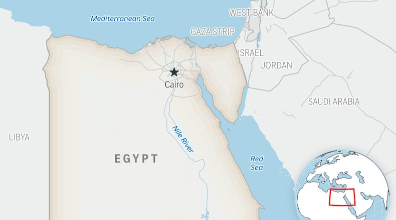 This is a locator map for Egypt with its capital, Cairo. (AP Photo)
