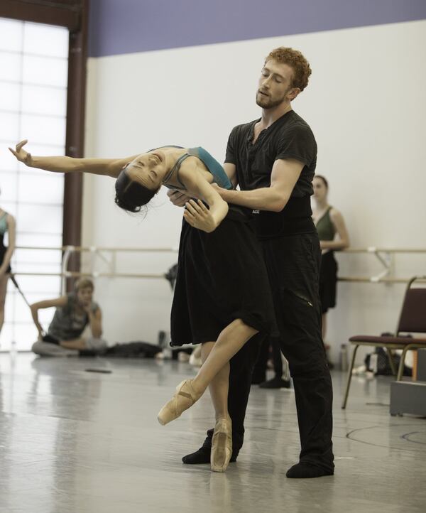 Tara Lee and Heath Gill rehearse as Esmeralda and Kilroy in Helen Pickett’s original 2015 ballet production based on the play “Camino Real.” The Atlanta Ballet’s current staging of the show will be May 12-14 at Cobb Energy Performing Arts Centre. CONTRIBUTED BY CHARLIE MCCULLERS / ATLANTA BALLET