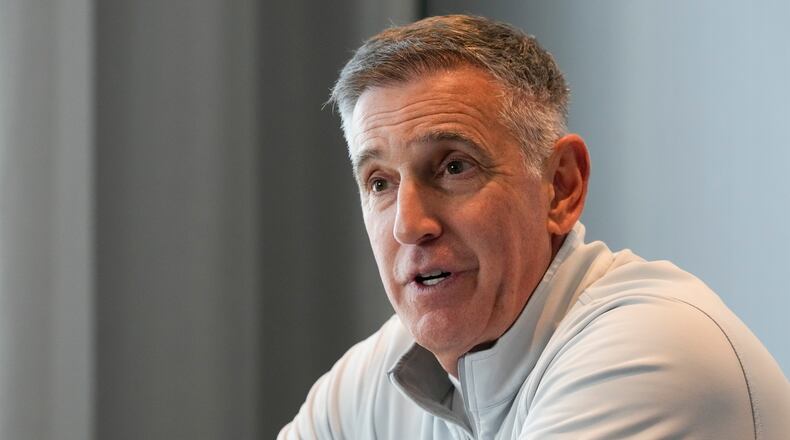 FILE - Big Ten Conference commissioner Tony Petitti speaks during a news conference after meetings with the Southeastern Conference, Oct. 10, 2024, in Nashville, Tenn. (AP Photo/George Walker IV, File)