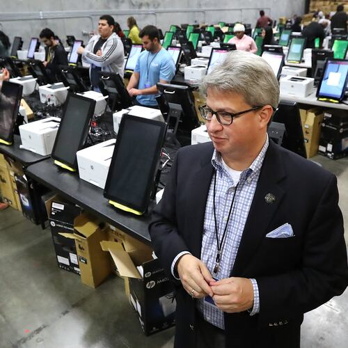 Gabriel Sterling, pictured discussing the state’s new voting machines in January 2020, debunked allegations of fraud in the 2020 election in his role as chief operating officer for the secretary of state's office. (Curtis Compton/AJC 2020)