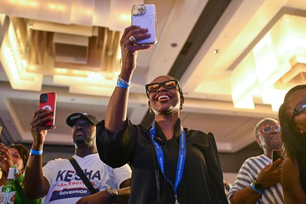 Supporters celebrate after former Atlanta Mayor Keisha Lance Bottoms won the Democratic nomination for governor on Tuesday. (Natrice Miller/AJC)