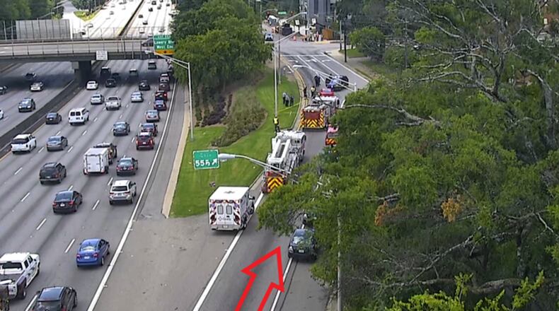 A man was shot in the hand in Atlanta on Thursday following a dispute with a group of minors selling bottled water on an I-20 exit ramp.