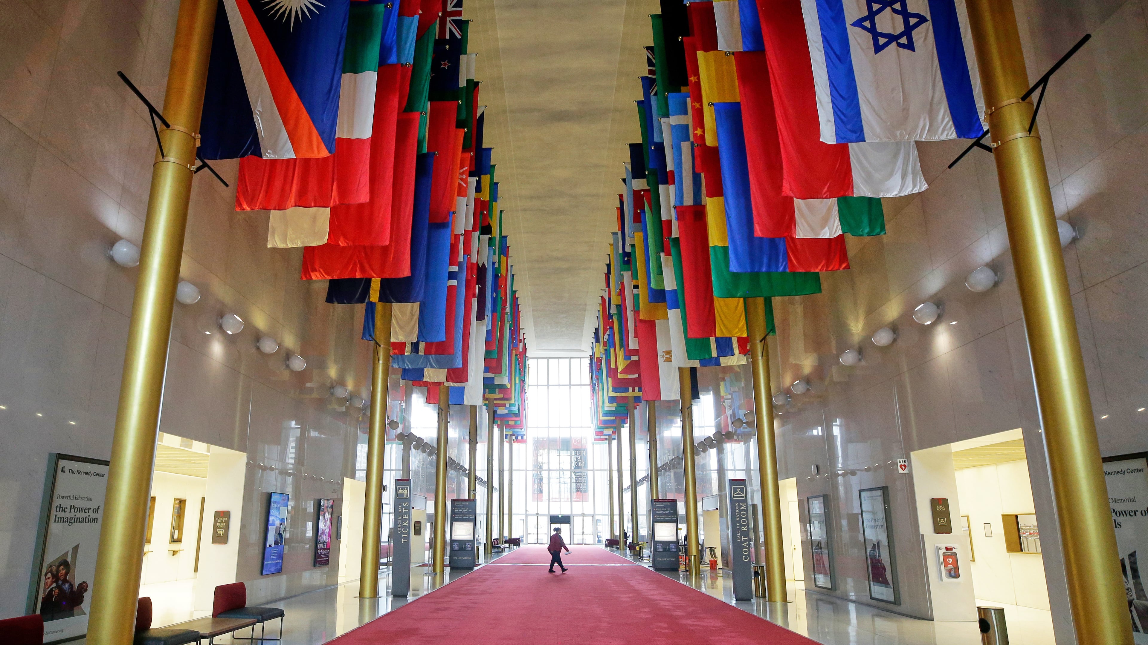 FILE - The Hall of Nations at the John F. Kennedy Memorial Center for the Performing Arts, Nov. 22, 2025, in Washington. (AP Photo/Rahmat Gul, file)