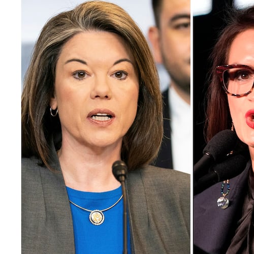 FILE - This photo combination shows Rep. Angie Craig, D-Minn., left, Jan. 15, 2026, in Washington and Minnesota Lt. Gov. Peggy Flanagan, Nov. 5, 2024, in St. Paul, Minn. (AP Photo/Allison Robbert, Abbie Parr, file)