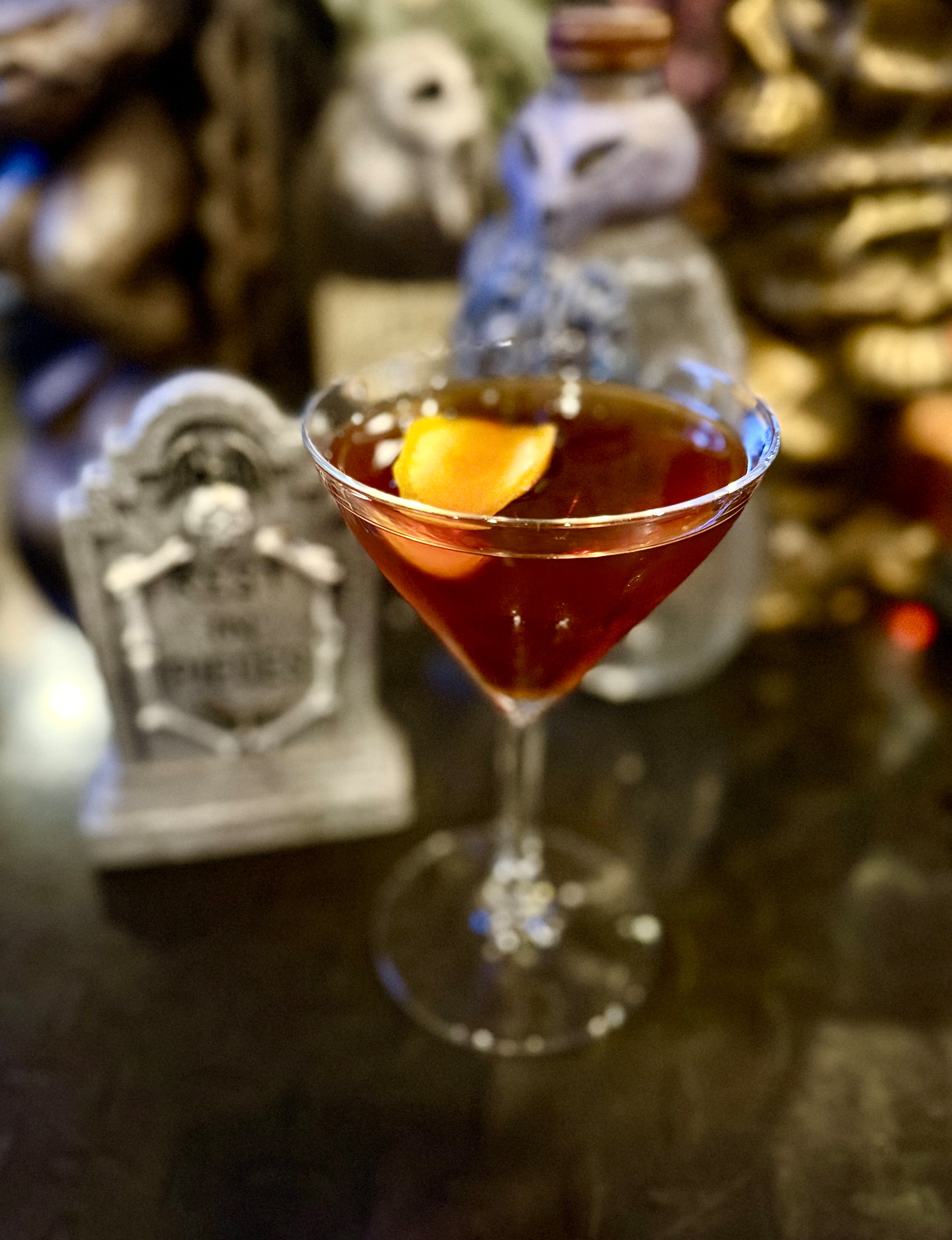 A Shallow Grave shares space on the menu with a Corpse Reviver, Rosemary's Other Baby and Zombie at Dead End Drinks. (Angela Hansberger for The Atlanta Journal-Constitution)