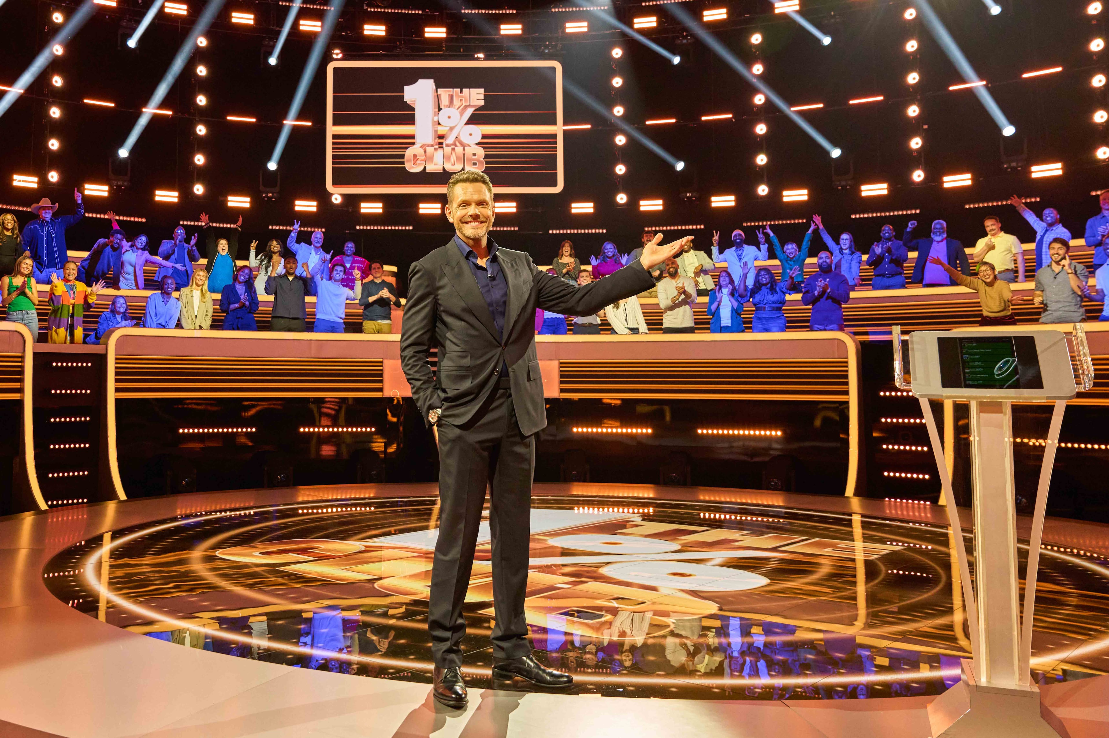 Joel McHale hosts “The 1% Club,” which was also shot at Trilith Studios and aired over the summer on Fox. (Tom Griscom/Fox)