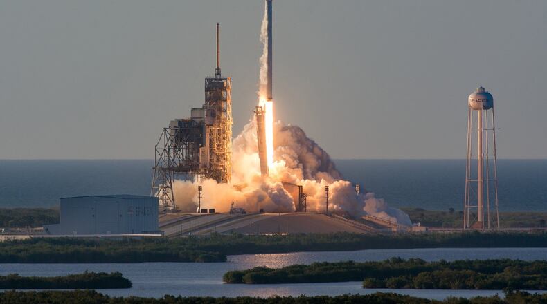 SpaceX launched its Falcon 9 rocket from Kennedy Space Center on Monday, May 15, 2017, carrying a 13,400-pound satellite into space for London-based Inmarsat. (SpaceX)