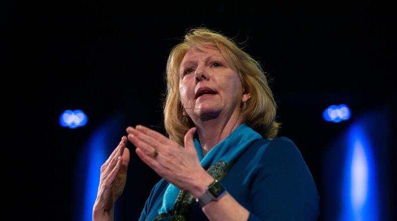 Bishop Sue Haupert-Johnson talks with members of the United Methodist Church during a town hall meeting at the Hillside United Methodist Church in Woodstock Sunday, March 1, 2020. (Photo: STEVE SCHAEFER / SPECIAL TO THE AJC)