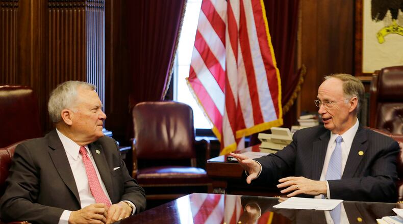 Govs. Nathan Deal and Bob Bentley discuss water litigation in Montgomery.