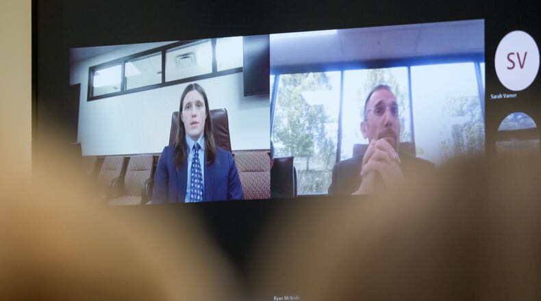 A video interview with Lance Twiggs, Tyler Robinson's roommate and reported romantic partner, is shown during a preliminary hearing for Tyler Robinson, who is accused in the fatal shooting of Charlie Kirk, at the Fourth District Courthouse in Provo, Utah, Thursday, July 9, 2026. (AP Photo/Spenser Heaps, Pool)