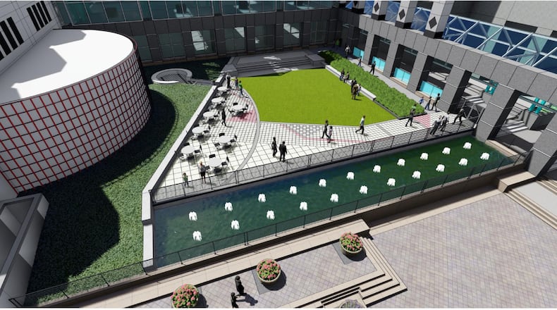 The proposed artwork will go on the round wall on the outside of the Fulton County Government Center. AJC FILE