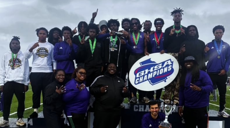 KIPP Atlanta Collegiate's boys track and field team won the Class 2A championship Saturday at East Jackson High School in Commerce. It was KIPP's first state championship in any sport. (Courtesy of KIPP Atlanta Collegiate)