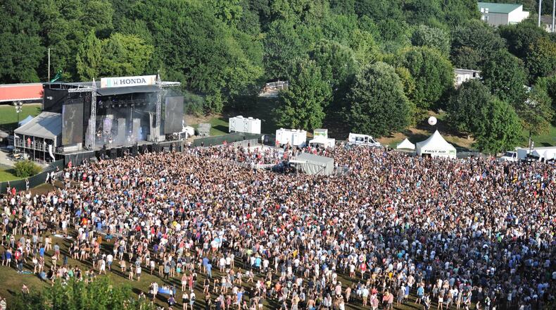 The Honda stage at Music Midtown on Sept. 17, 2017. The annual music festival, which saw over 75,000 people flock to Piedmont Park on both days this year, is just one of the large events and venues that have become Atlanta’s calling card. Safety at all these locations is something many people are thinking about more now in the wake of last week’s Las Vegas shooting attack. (Armani Martin/AJC)
