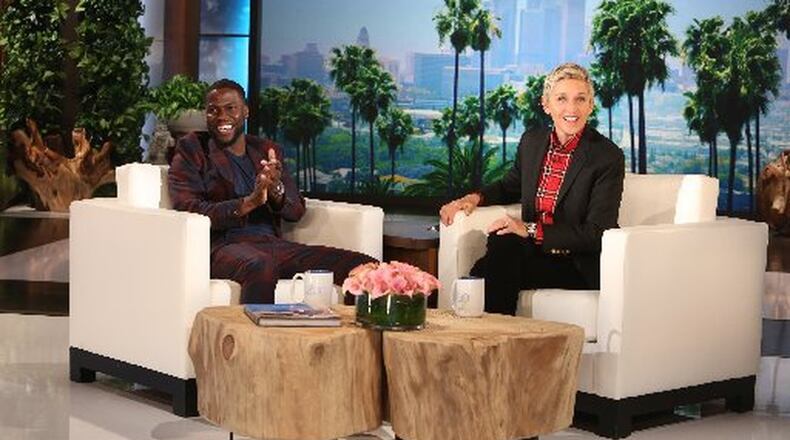 Ellen DeGeneres, who is openly gay, says Kevin Hart, shown during a visit to her talk show in 2016, should get a second chance and be allowed to host the Oscars despite old homophobic tweets of his. CONTRIBUTED BY MICHAEL ROZMAN / WARNER BROS.