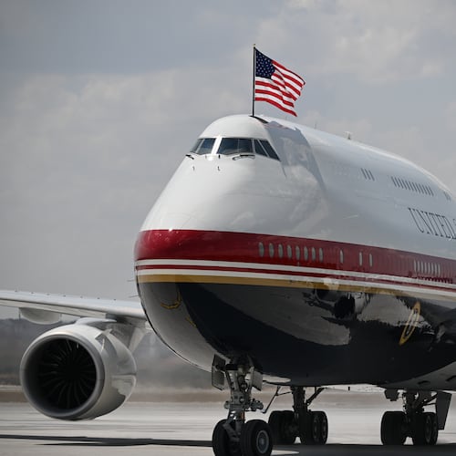 Air Force One carrying President Donald Trump arrives for the NATO summit in Ankara, Turkey, Tuesday, July 7, 2026. (Abdullah Güçlü, Pool Photo via AP)