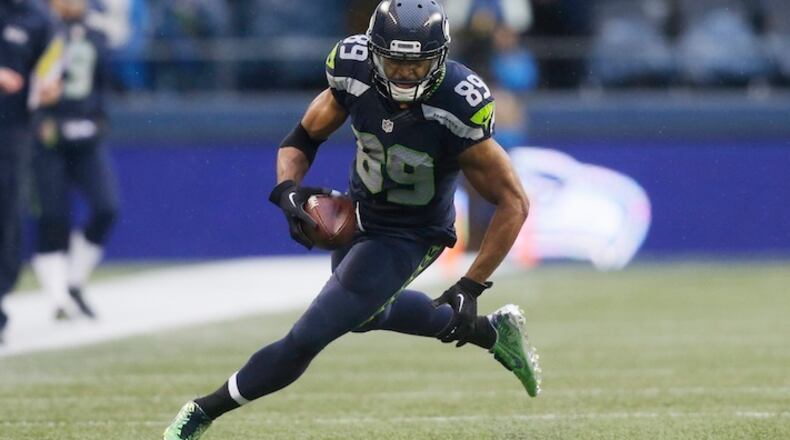 Seattle Seahawks' Doug Baldwin in action against the St. Louis Rams in the second half of an NFL football game, Sunday, Dec. 27, 2015, in Seattle. (AP Photo/Stephen Brashear)