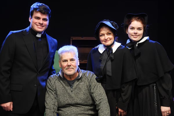 Scott Ross (second from left) and Eileen Land (second from left) have three children. Spencer Ross (left) and Madeleine Ross (right) followed their parents' footsteps into theater. The third child, Grant, is the family comedian but chose not to pursue acting after high school. (Abbey Cutrer/AJC)