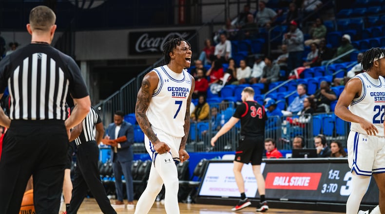 Zarique Nutter had 16 points and 12 rebounds in his GSU debut. The Panthers defeated Ball State 71-66 on Nov. 4, 2024, in the Sun Belt-MAC Challenge at the GSU Convocation Center.