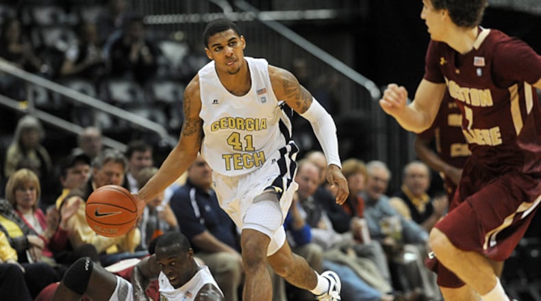 Georgia Tech guard Glen Rice Jr., seen here during the Georgia Tech vs. Boston College basketball game in Philips Arena on Saturday, Feb. 4, 2012, has been suspended indefinitely by coach Brian Gregory.