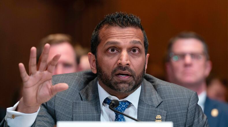 FBI director Kash Patel testifies before the Senate Subcommittee on Commerce, Justice, Science, and Related Agencies hearing on Fiscal Year 2027 Budget Request for the FBI, the Drug Enforcement Administration; the United States Marshals Service and the Bureau of Alcohol, Tobacco, Firearms and Explosives on Capitol Hill, Tuesday, May 12, 2026, in Washington. (AP Photo/Jose Luis Magana)
