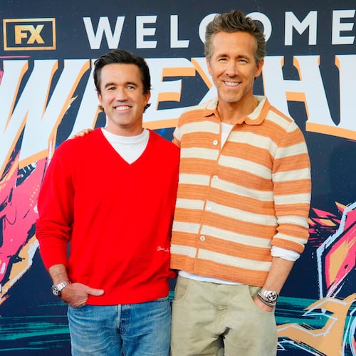 FILE - Rob Mac, left, and Ryan Reynolds arrive at an FYC event for "Welcome to Wrexham" on Tuesday, April 28, 2026, at Chloe's at Golden Road Brewing in Los Angeles. (Photo by Jordan Strauss/Invision/AP), File)