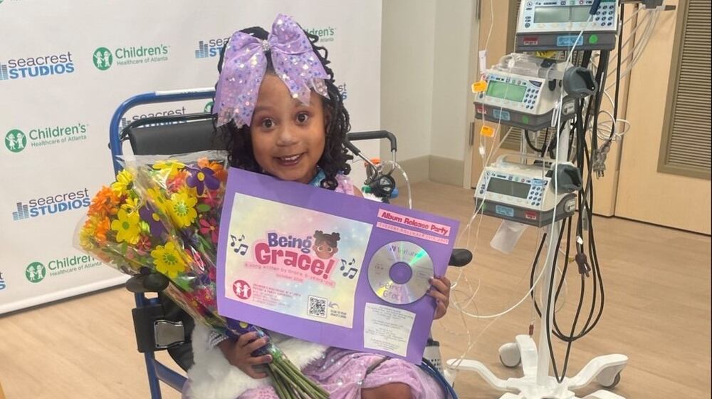 The staff at Children's Healthcare of Atlanta had an "album release party" for Myliyah “Grace” Leitzsey after she recorded her song at Seacrest Studio. (Courtesy of Queenishua Moses)