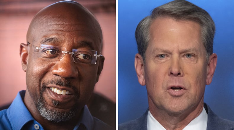 Raphael Warnock and Brian Kemp