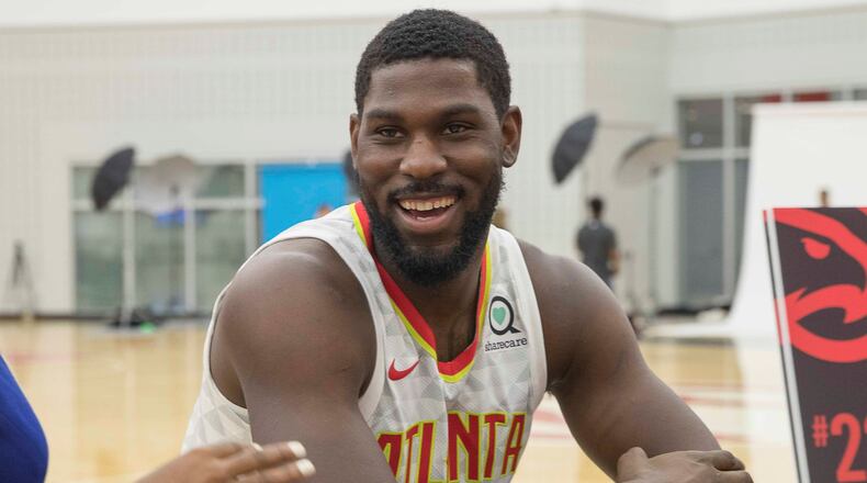Atlanta Hawks forward Alex Poythress speaks with members of the press during the Atlanta Hawks Media day at the Emory Sports Medicine Complex, Monday, September 24, 2018. (ALYSSA POINTER/ALYSSA.POINTER@AJC.COM)