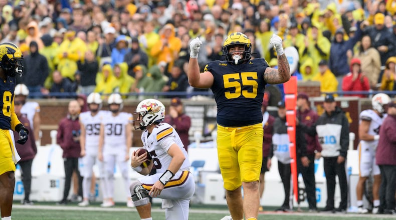 Michigan defensive lineman Mason Graham is No. 4 among NFL draft analyst Daniel Jeremiah's top 50 prospects and one of five Wolverines on the list. (David Guralnick/The Detroit News/TNS)