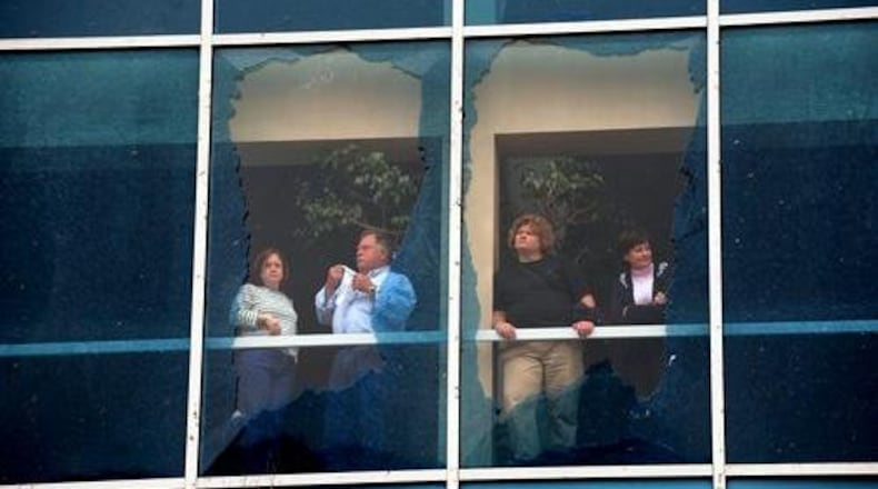 A tornado caused damage to the Omni Hotel and other structures in downtown Atlanta in 2008. It started as an EF1 tornado and progressed to an EF2.