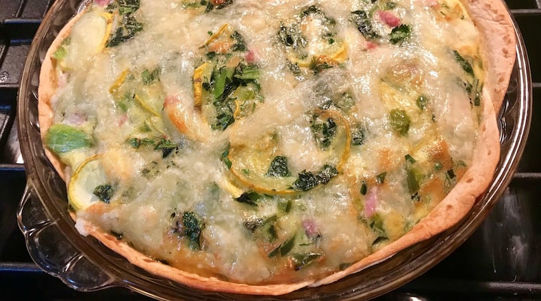 Veggie Tortilla Pie uses a flour tortilla crust that saves time and is leaner than a pastry pie. LIGAYA FIGUERAS / LFIGUERAS@AJC.COM