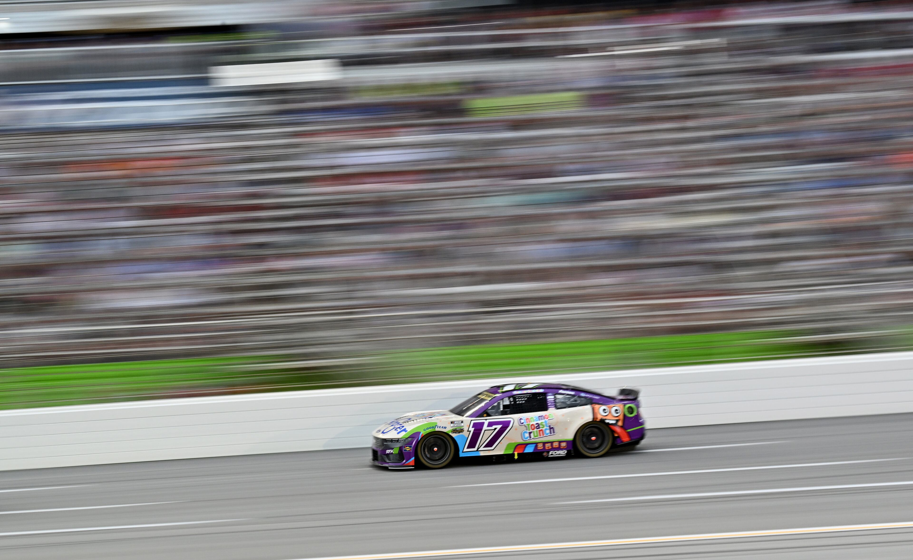 NASCAR Cup Series driver Chris Buescher (17) approaches the start line during Quaker State 400 NASCAR Cup Series race at EchoPark Speedway, Saturday, June 28, 2025, in Hampton. (Hyosub Shin / AJC)