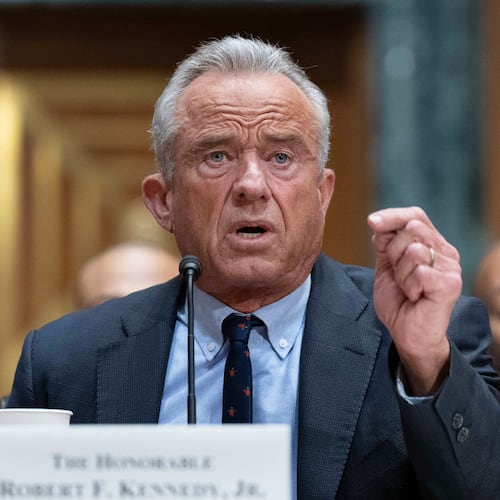 Health and Human Services Secretary Robert F. Kennedy Jr. testifies before a Senate Committee on Finance hearing on Capitol Hill, Wednesday, April 22, 2026, in Washington. (AP Photo/Jose Luis Magana)