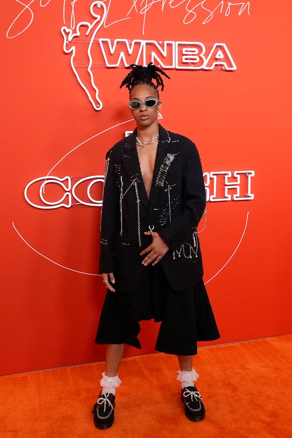 NC State's Aziaha James poses before the WNBA basketball draft, Monday, April 14, 2025, in New York. (AP Photo/Pamela Smith)