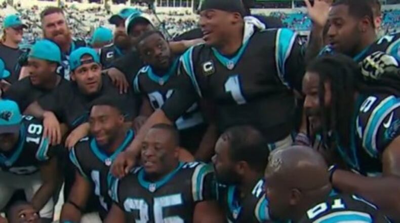 The Panthers were taking celebratory photos before the game was over. (Associated Press)