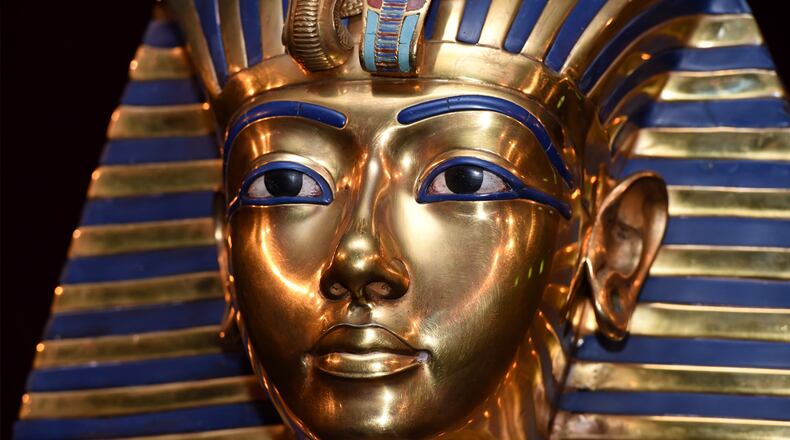 The burial mask of Egyptian Pharaoh Tutankhamun is shown during the 'Tutanchamun - Sein Grab und die Schaetze' Exhibition Preview at Kleine Olympiahalle on April 2, 2015 in Munich, Germany. (Photo by Hannes Magerstaedt/Getty Images)