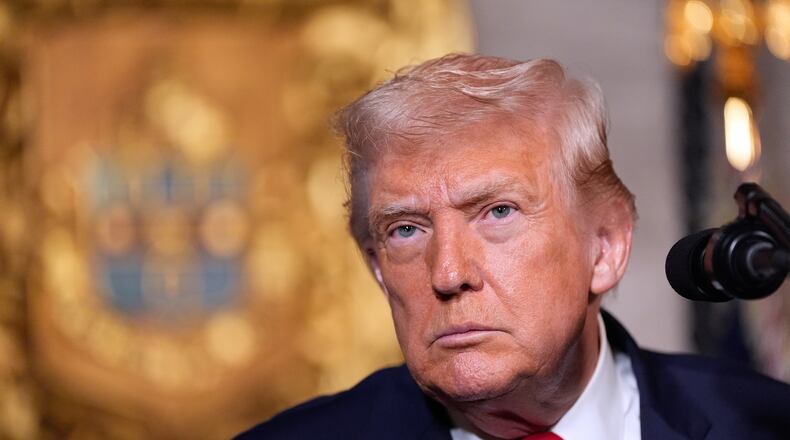 President Donald Trump speaks at his Mar-a-Lago club, Monday, Dec. 22, 2025, in Palm Beach, Fla. (AP Photo/Alex Brandon)