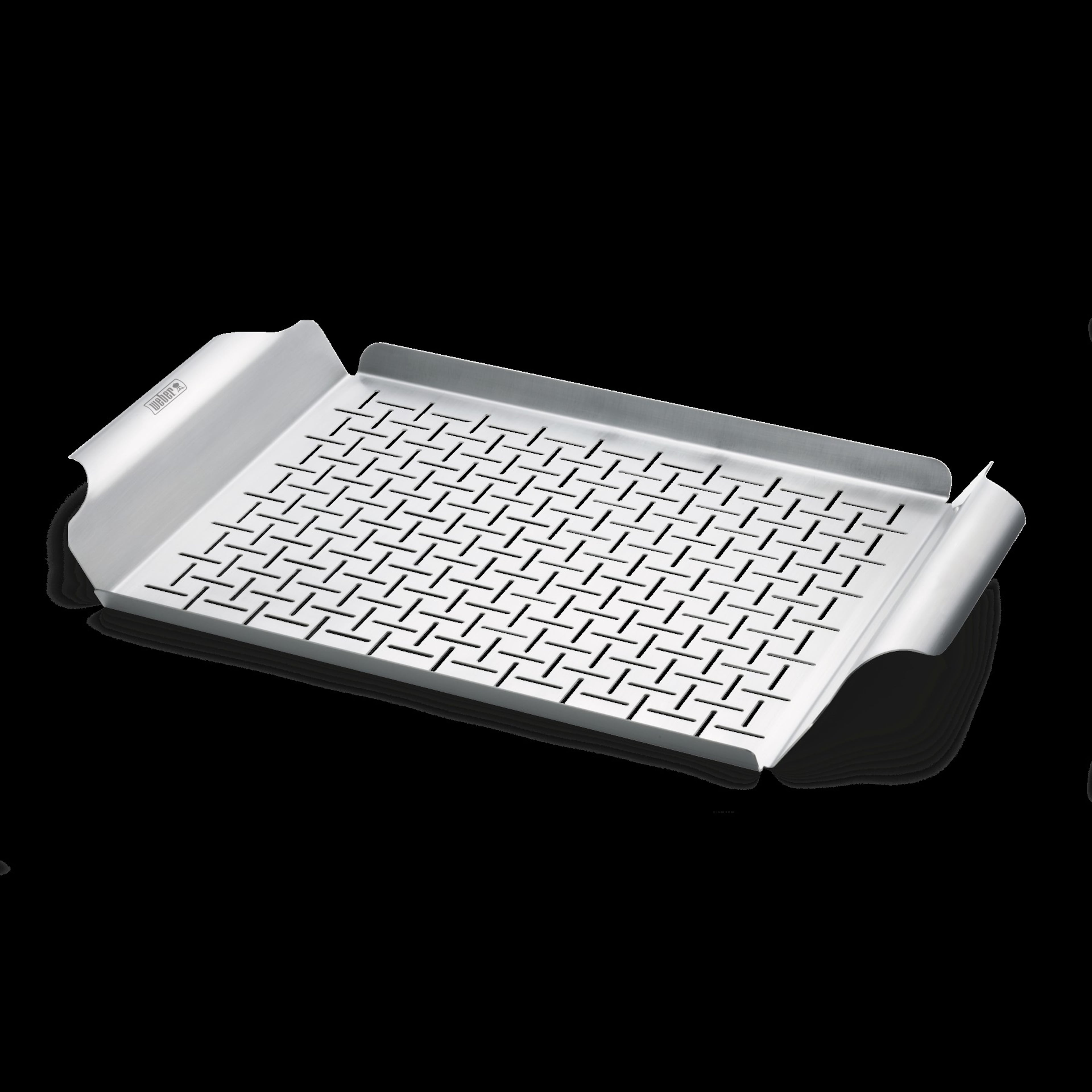 This deluxe grilling pan prevents food from falling through the grates and into the flame. (Courtesy of Weber)