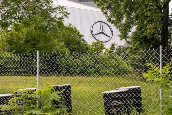 The vacant lot at the intersection of Electric Ave and Foundry Street in Vine City, the site of a proposed Georgia Power substation unwanted by the community, on May 30, 2025. (Jenni Girtman for The Atlanta Journal-Constitution)