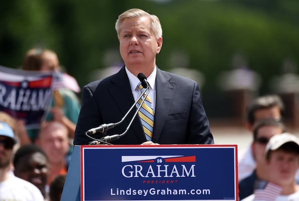 U.S. Sen. Lindsey Graham seen here announcing his bid for presidency in 2015. (Rainier Ehrhardt/AP)