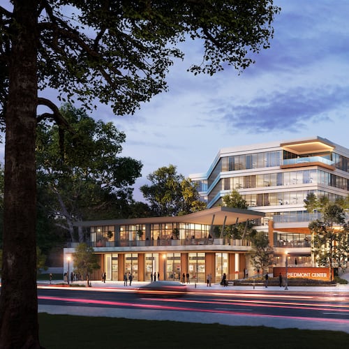 This rendering offers a look at the forthcoming repositioning of Piedmont Center, the largest office complex in Buckhead. (Courtesy of CP Group)