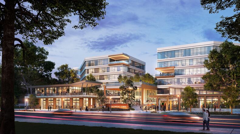 This rendering offers a look at the forthcoming repositioning of Piedmont Center, the largest office complex in Buckhead. (Courtesy of CP Group)