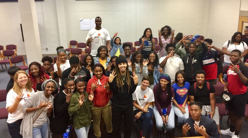 Dee-1 spoke with students at South Atlanta High School Thursday. Photo courtesy PwC