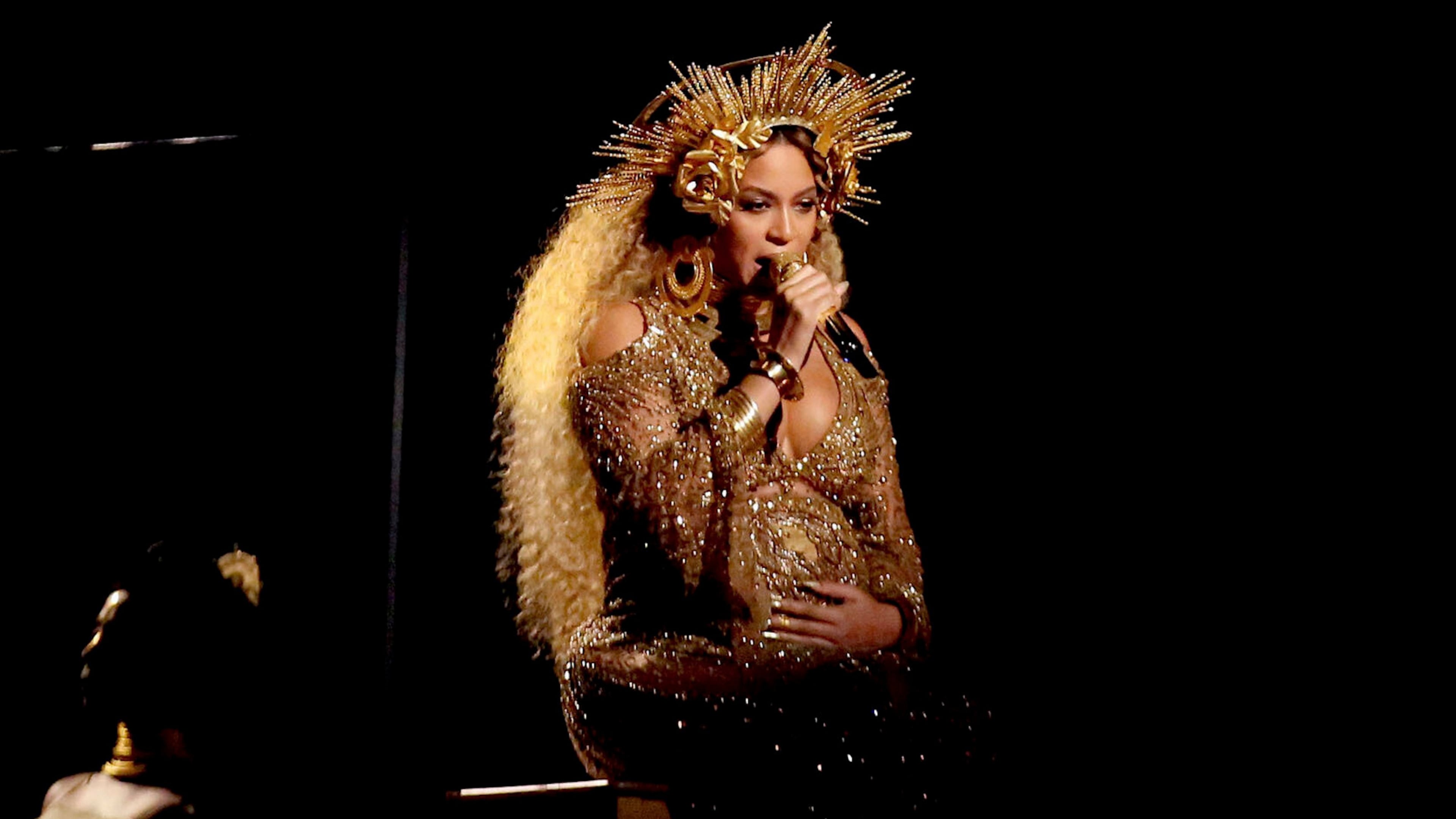 FILE - Beyonce performs at the 59th annual Grammy Awards on Sunday, Feb. 12, 2017, in Los Angeles. (Photo by Matt Sayles/Invision/AP, file)
